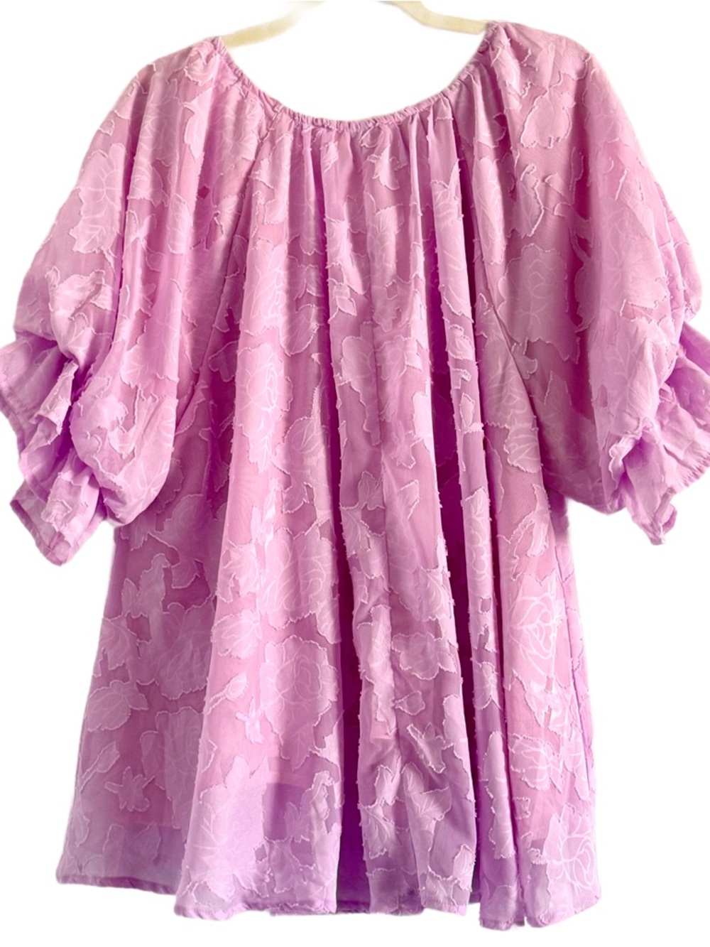 Umgee Lavender Puff-Sleeve Peasant Blouse - Picture 3 of 10